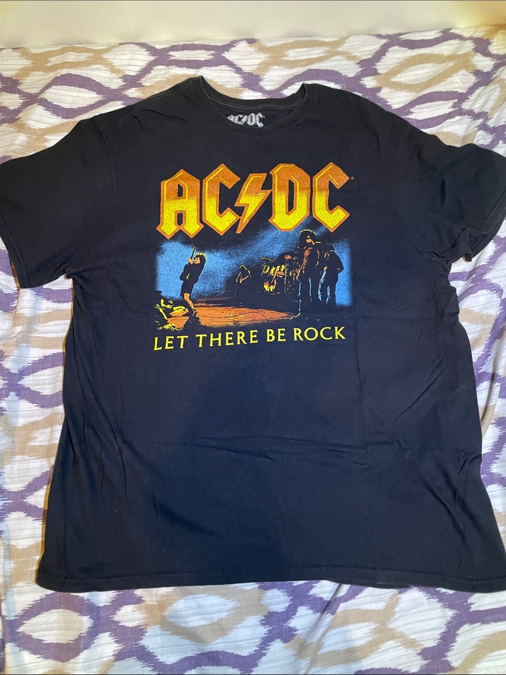 AC/DC Black Short Sleeve 'Let There Be Rock' Graphic Tee
Faded color